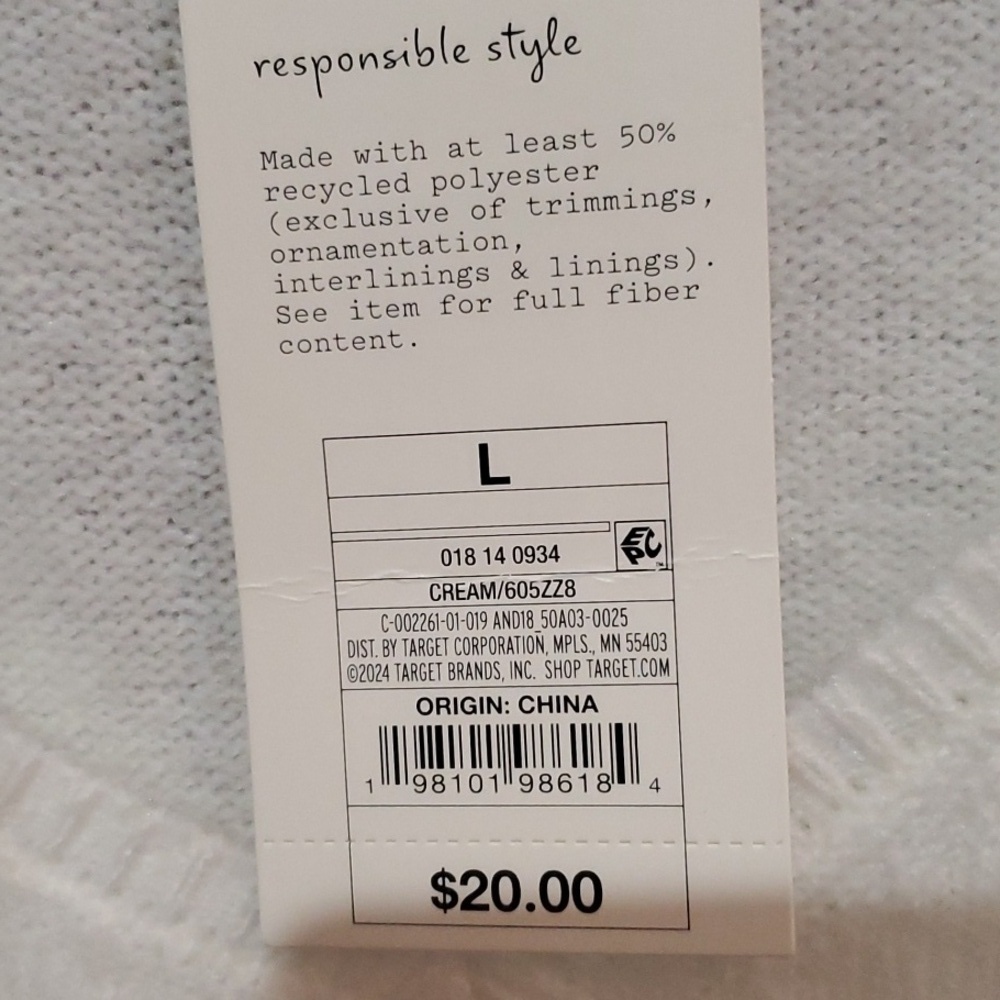 A new day Cream V-Neck CROP Sweater large - Picture 4 of 8